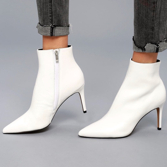 white booties leather